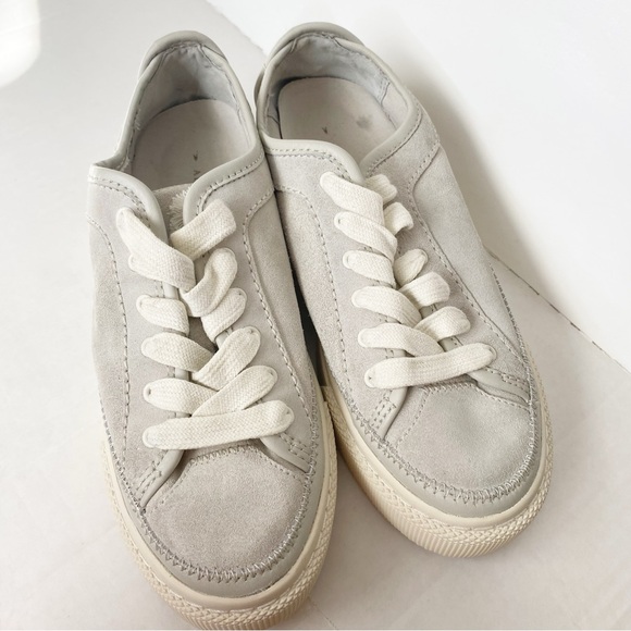 Never worn! AllSaints Milla suede platform sneakers, light gray Size 7 - Picture 2 of 12